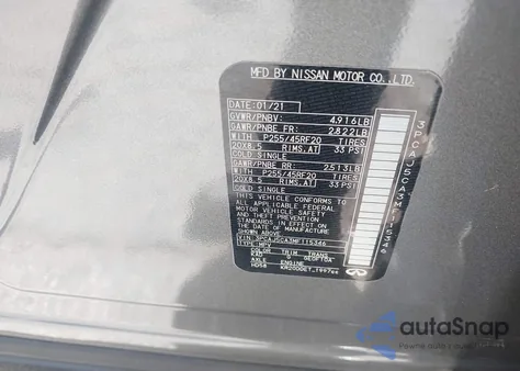 2021 Infiniti Qx50 Sensory z USA, uszkodzony, nr VIN 3PCAJ5CA3MF115346